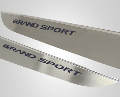 2010-2013 C6 Corvette - Door Guards with Grand Sport Inlay 2Pc - Brushed Stainless - Image 9