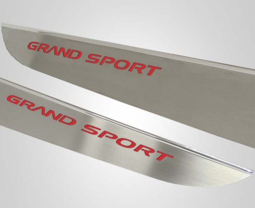 2010-2013 C6 Corvette - Door Guards with Grand Sport Inlay 2Pc - Brushed Stainless - Image 7