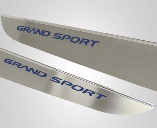 2010-2013 C6 Corvette - Door Guards with Grand Sport Inlay 2Pc - Brushed Stainless - Image 8