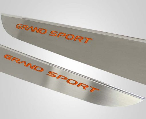 2010-2013 C6 Corvette - Door Guards with Grand Sport Inlay 2Pc - Brushed Stainless - Image 14