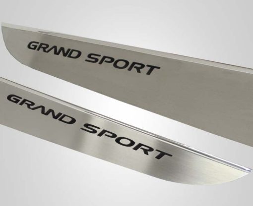 2010-2013 C6 Corvette - Door Guards with Grand Sport Inlay 2Pc - Brushed Stainless - Image 4