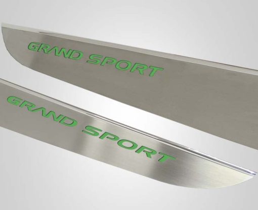 2010-2013 C6 Corvette - Door Guards with Grand Sport Inlay 2Pc - Brushed Stainless - Image 5