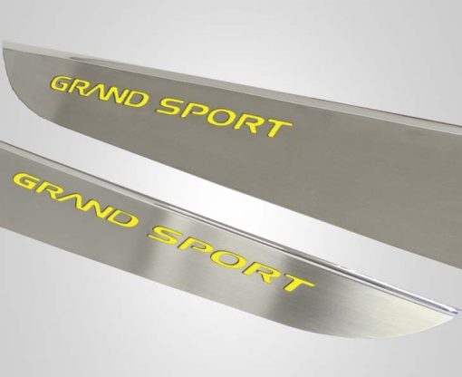 2010-2013 C6 Corvette - Door Guards with Grand Sport Inlay 2Pc - Brushed Stainless - Image 6