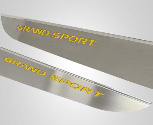 2010-2013 C6 Corvette - Door Guards with Grand Sport Inlay 2Pc - Brushed Stainless - Image 17