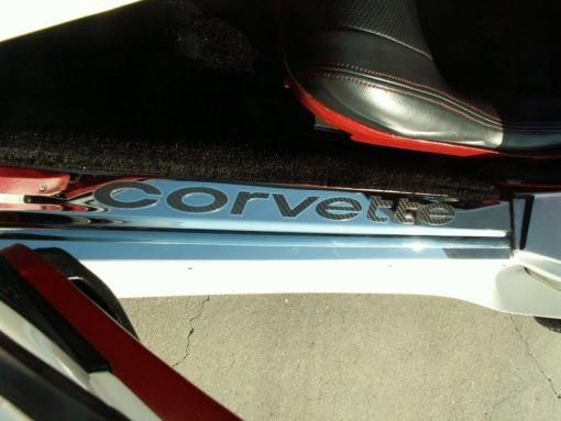 1978-1982 C3 Corvette Door Sills w/Corvette Vinyl Inlay Lettering 2PC - Polished Stainless - Image 2