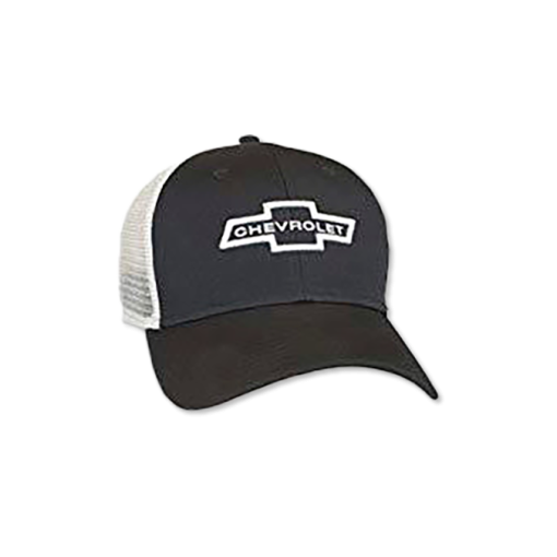 Chevy Black Cap White Mesh 3D Raised Heritage Bowtie