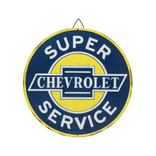 Chevrolet Super Service Round Embossed Metal Sign