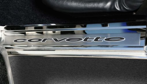 1978-1982 C3 Corvette Door Sills w/Corvette Vinyl Inlay Lettering 2PC - Polished Stainless - Image 5