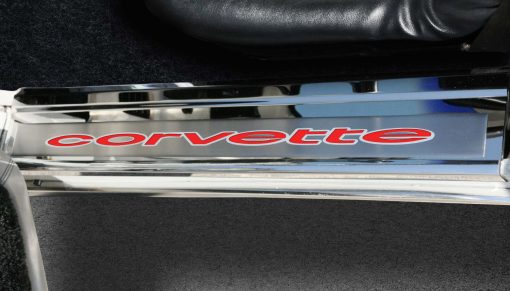 1978-1982 C3 Corvette Door Sills w/Corvette Vinyl Inlay Lettering 2PC - Polished Stainless - Image 8