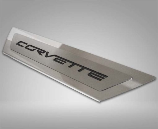 2005-2013 C6 Corvette - Outer Door Sills 'CORVETTE' Inlay 2Pc - Polished Stainless & Carbon Fiber - Image 4