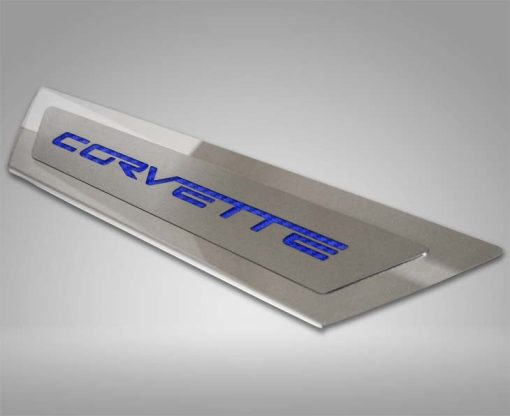 2005-2013 C6 Corvette - Outer Door Sills 'CORVETTE' Inlay 2Pc - Polished Stainless & Carbon Fiber - Image 3