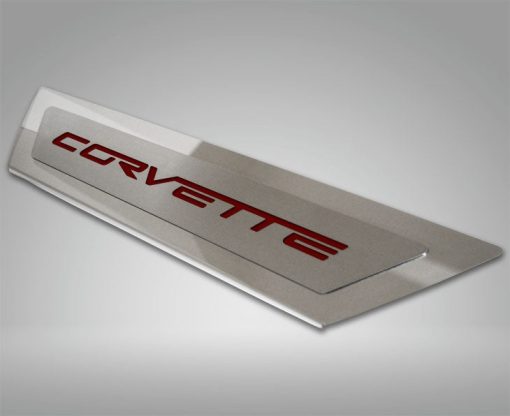 2005-2013 C6 Corvette - Outer Door Sills 'CORVETTE' Inlay 2Pc - Polished Stainless & Carbon Fiber - Image 2