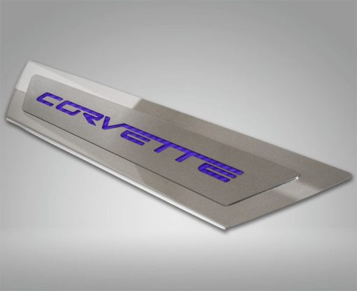 2005-2013 C6 Corvette - Outer Door Sills 'CORVETTE' Inlay 2Pc - Polished Stainless & Carbon Fiber - Image 6