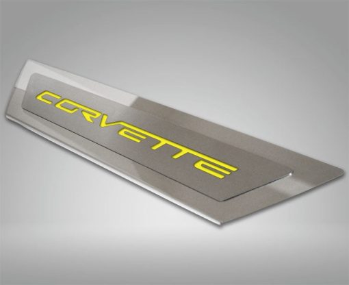 2005-2013 C6 Corvette - Outer Door Sills 'CORVETTE' Inlay 2Pc - Polished Stainless & Carbon Fiber - Image 9