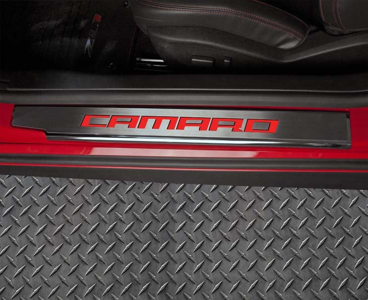 2010-2015 Camaro - Executive Series 'CAMARO' Door Sills | Brushed Stainless, Choose Inlay Color - Image 7