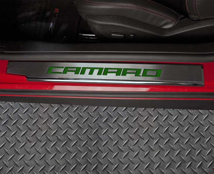 2010-2015 Camaro - Executive Series 'CAMARO' Door Sills | Brushed Stainless, Choose Inlay Color - Image 8