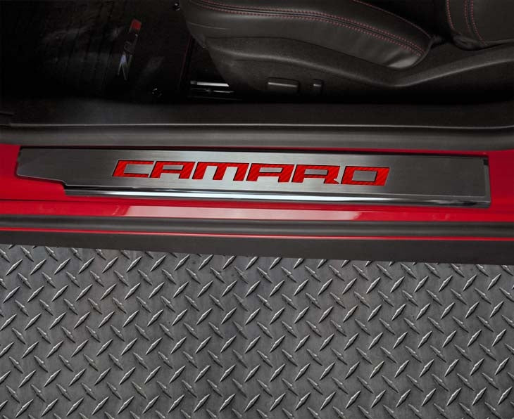 2010-2015 Camaro - Executive Series 'CAMARO' Door Sills | Brushed Stainless, Choose Inlay Color - Image 13