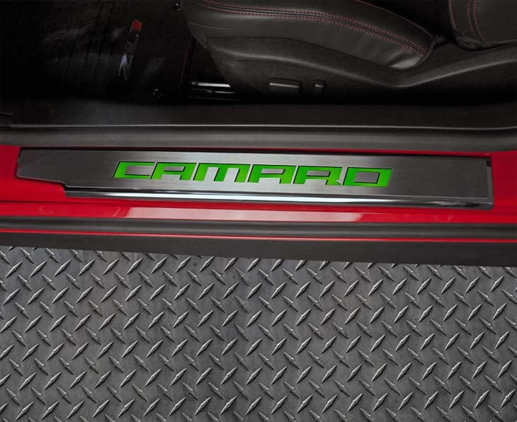 2010-2015 Camaro - Executive Series 'CAMARO' Door Sills | Brushed Stainless, Choose Inlay Color - Image 12