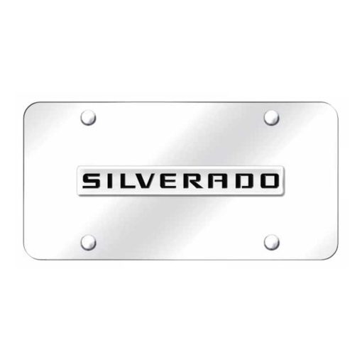 Silverado Name License Plate - Chrome on Mirrored