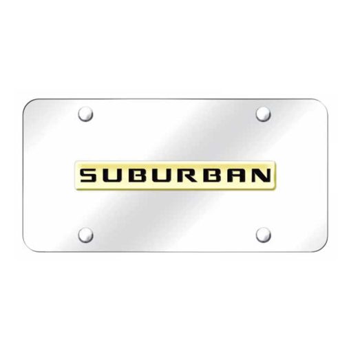 Suburban Name License Plate - Gold on Mirrored