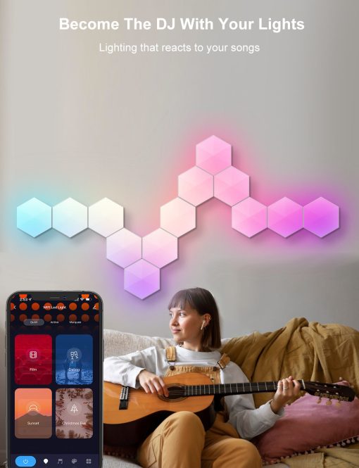 LED Hexagon Lights Remote Controlled, RGB LED Wall Lights Touch Sensitve Hexagon Light Panels for Wall Gaming LED Lights for Gaming Setup,  for Living Room/Bedroom/TV - Image 18