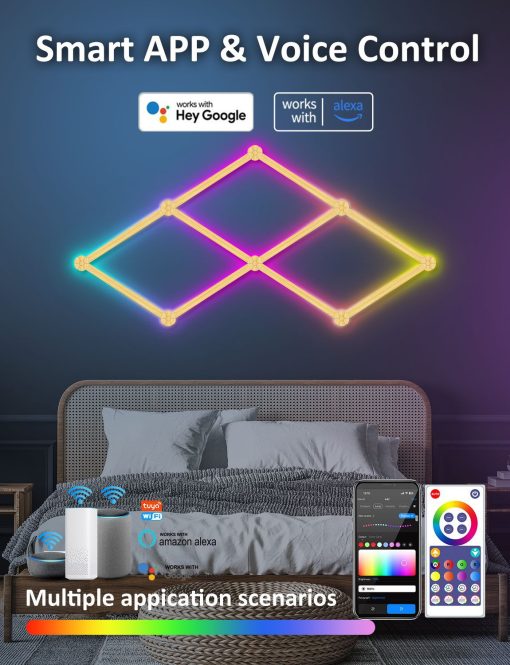 Smart Wall Light  RGB LED Wall Lights Touch  for Wall Gaming LED Lights for Gaming Setup,  for Living Room/Bedroom/TV - Image 5