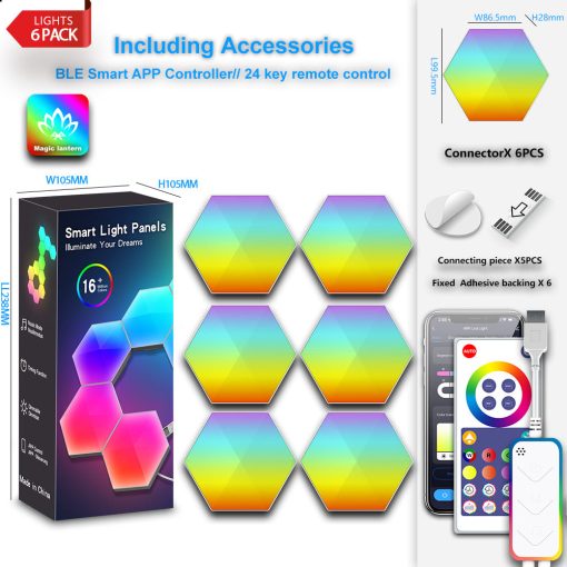 LED Hexagon Lights Remote Controlled, RGB LED Wall Lights Touch Sensitve Hexagon Light Panels for Wall Gaming LED Lights for Gaming Setup,  for Living Room/Bedroom/TV - Image 29