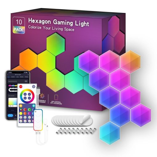 LED Hexagon Lights Remote Controlled, RGB LED Wall Lights Touch Sensitve Hexagon Light Panels for Wall Gaming LED Lights for Gaming Setup,  for Living Room/Bedroom/TV - Image 30