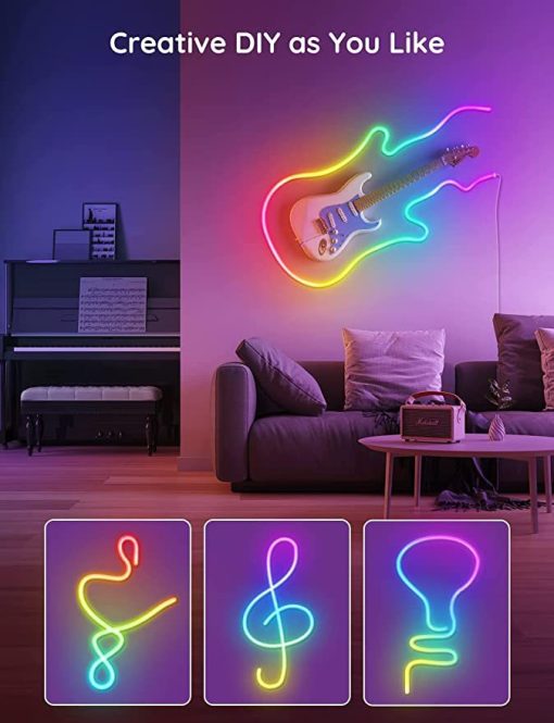 LED Strip Light DIY 16.4ft 12V Cuttable & Flexible, Silicone Party Decor & Mood Lighting IP65 Waterproof for Indoors Outdoor, Power Supply Included - Image 7