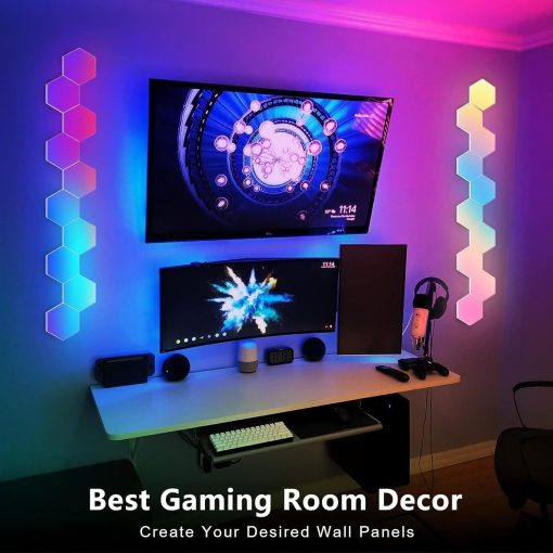 LED Hexagon Lights Remote Controlled, RGB LED Wall Lights Touch Sensitve Hexagon Light Panels for Wall Gaming LED Lights for Gaming Setup,  for Living Room/Bedroom/TV - Image 14