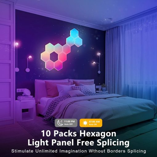 LED Hexagon Lights Remote Controlled, RGB LED Wall Lights Touch Sensitve Hexagon Light Panels for Wall Gaming LED Lights for Gaming Setup,  for Living Room/Bedroom/TV - Image 11