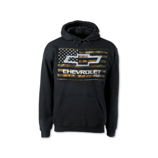 Chevy Bowtie on Camo Flag Hoodie