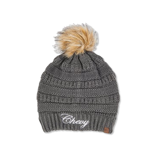 Women's Chevy Script Knit Beanie With Pom Hat