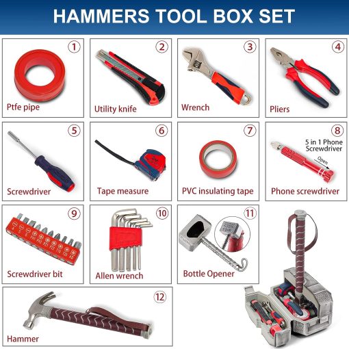 【Thor's Hammer Toolbox comes with 12 tools】father/brother/friend/boyfriend/teacher special/commemorative/satisfy gift - Image 9