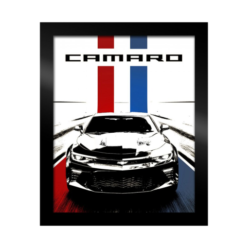 Framed Camaro Canvas - Red/White/Blue