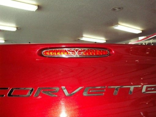 1997-2004 C5 Corvette - 5th Brake Light Grille w/Crossed Flags 1Pc - Polished Finish - Image 3