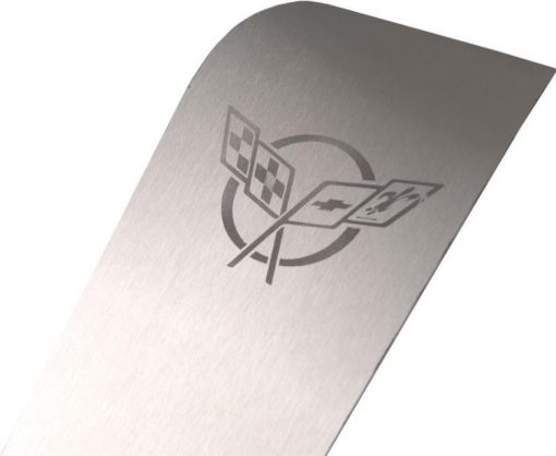 1997-2004 C5/Z06 Corvette - Outer Door Sills Etched C5 Logo & CORVETTE Lettering 2Pc - Brushed Stainless - Image 4