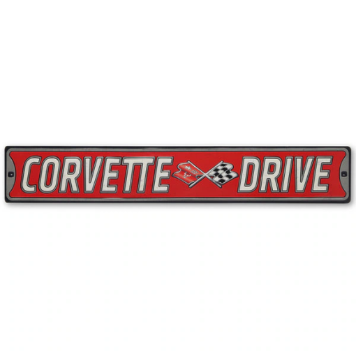 Chevrolet Corvette Drive Embossed Metal Street Sign