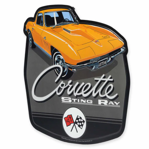 Chevrolet Corvette Yellow Sting Ray Metal Sign - Image 2